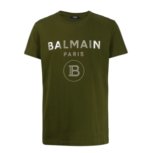 BALMAIN Paris Shiny Logo Green tričko Veľkosť: M