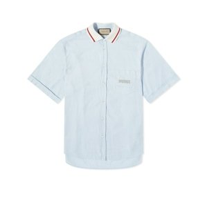 GUCCI Embroidered Baby Blue košeľa Veľkosť: S