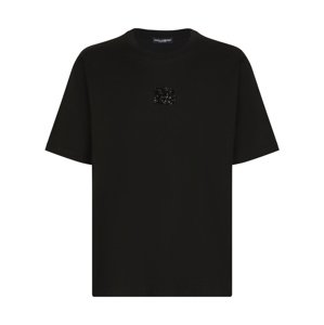 DOLCE & GABBANA Rhinestone Black tričko Veľkosť: M