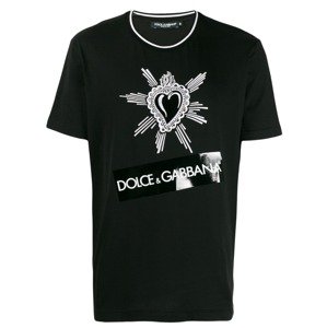 DOLCE & GABBANA Heart Embroidered Black tričko Veľkosť: S