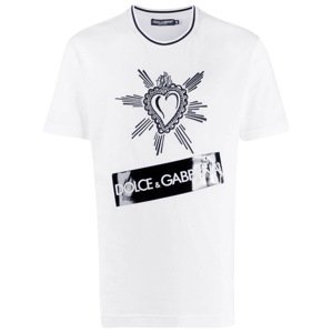 DOLCE & GABBANA Heart Embroidered White tričko Veľkosť: L