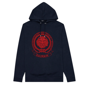 BALMAIN Flocked Logo Navy mikina Veľkosť: L