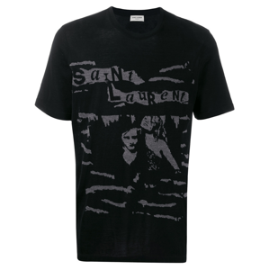 SAINT LAURENT Jacquard Logo Black tričko Veľkosť: L