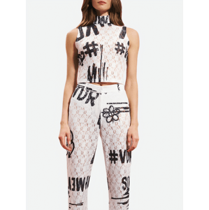 #VDR Lace White crop top Veľkosť: M