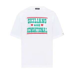 DOLCE & GABBANA Sicilians White tričko Veľkosť: XL