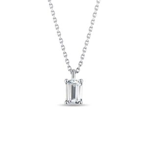 Náhrdelník z bieleho zlata s diamantom emerald cut KLENOTA