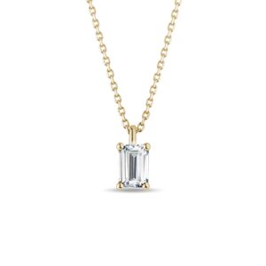 Náhrdelník zo žltého zlata s diamantom emerald cut KLENOTA