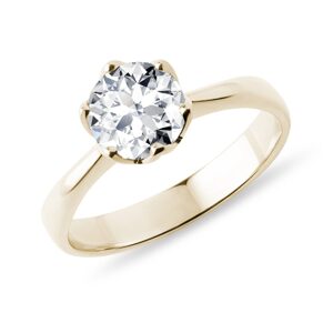 Zásnubný prsteň Flower zo zlata s 1ct diamantom KLENOTA