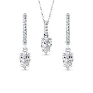 Súprava šperkov z bieleho 14k zlata s lab grown diamantmi KLENOTA