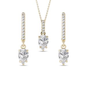 Súprava šperkov zo žltého 14k zlata s lab grown diamantmi KLENOTA