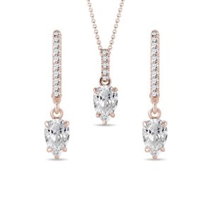 Súprava šperkov z ružového 14k zlata s lab grown diamantmi KLENOTA