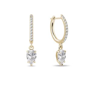 Luxusné náušnice zo žltého zlata s lab grown diamantmi KLENOTA