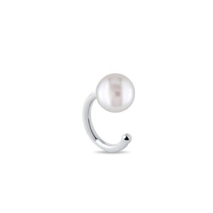 Moderná ear cuff náušnica s perlou v bielom zlate KLENOTA