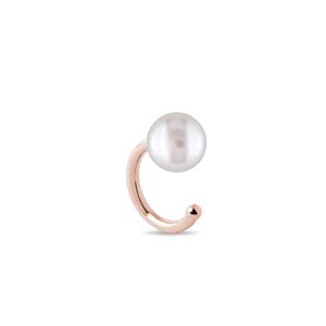 Moderná ear cuff náušnica s perlou v ružovom zlate KLENOTA