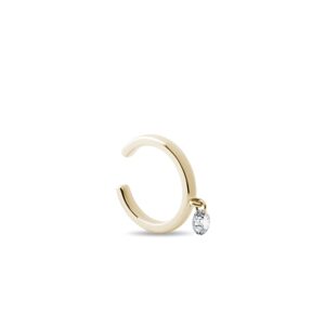 Zlatá náušnice ear cuff s laboratórnym diamantom KLENOTA