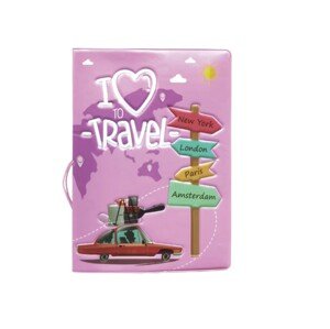 B2B Obal na pas I Love Travel Farba: Ružová