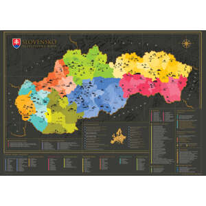 Stieracia mapa Slovensko, 84,1 x 59,4 cm – vlastivedná