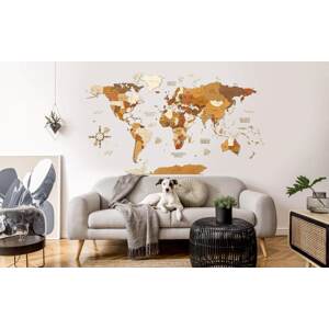 Nástenná drevená 3D mapa sveta - ručná výroba Veľkosť: L120 - 120 x 70 cm