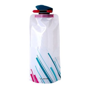 Cestovná skladacia fľaša na vodu s uzáverom, 3 farby, 600 ml Farba: Biela