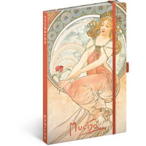 Notes Alfons Mucha - Maliarstvo, linajkovaný, 13 × 21 cm