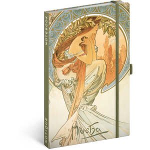 Notes Alfons Mucha - Poézia, linajkovaný, 13 × 21 cm