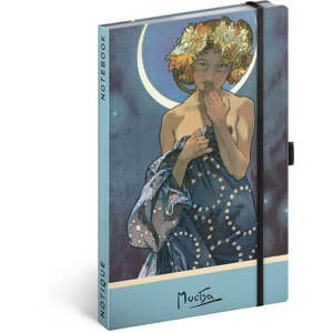 Notes Alfons Mucha - Luna, bodkovaný, 11 × 16 cm