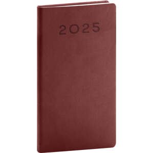 Vreckový diár Aprint Neo 2025, vínový, 9 × 15,5 cm (darček za 10 centov)