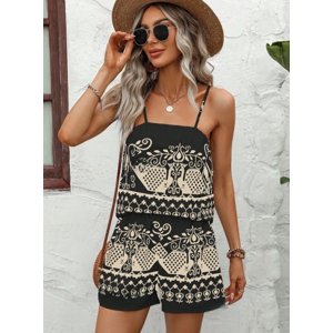 Čierny vzorovaný kraťasový komplet